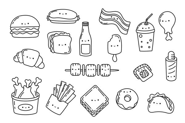 Thousand coloring book food royalty