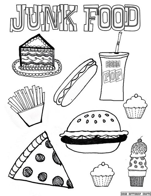Junk food by coloring page food coloring pages healthy and unhealthy food coloring pages for kids