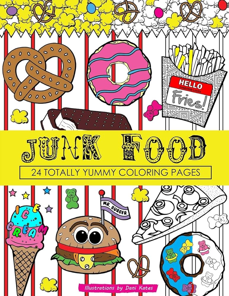Junk food coloring book page coloring book dani kates food coloring books kates dani kates dani books