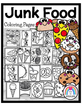 Junk food coloring page booklet pizza taco ice cream donut cookie