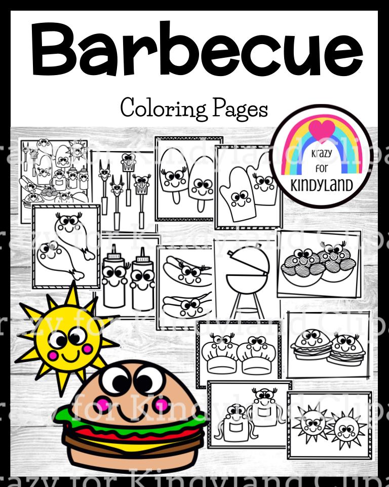 May june july coloring pages bundle picnic barbecue junk food