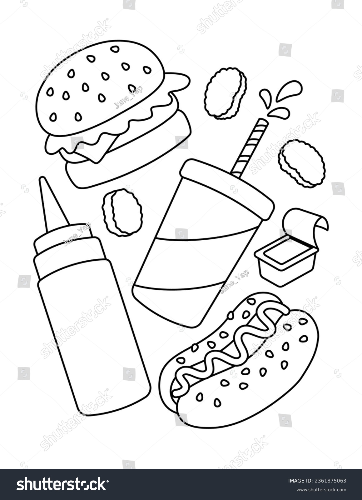 Food coloring pages stock photos