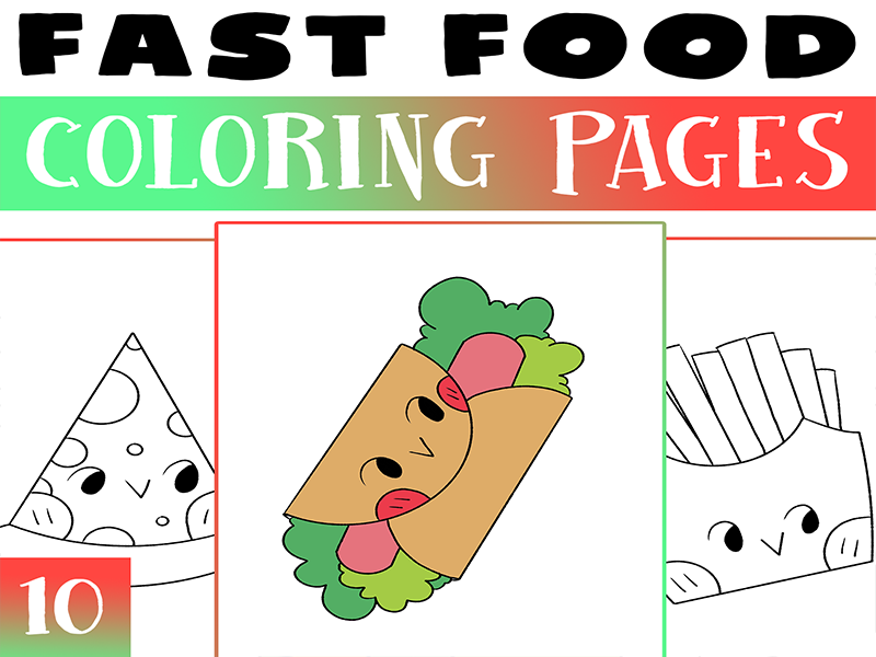 Fast food coloring pages food coloring worksheet activity end of year teaching resources