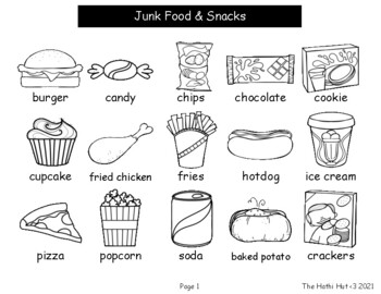 Picture word banks junk food snacks by the hathi hut tpt