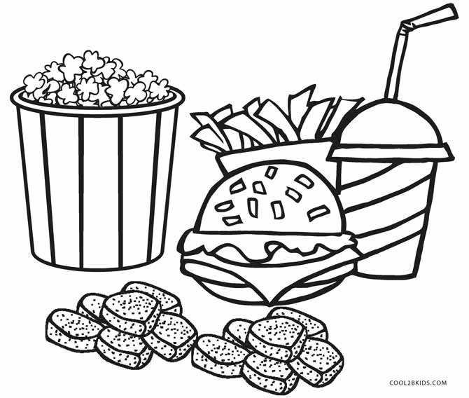 Free printable food coloring pages for kids