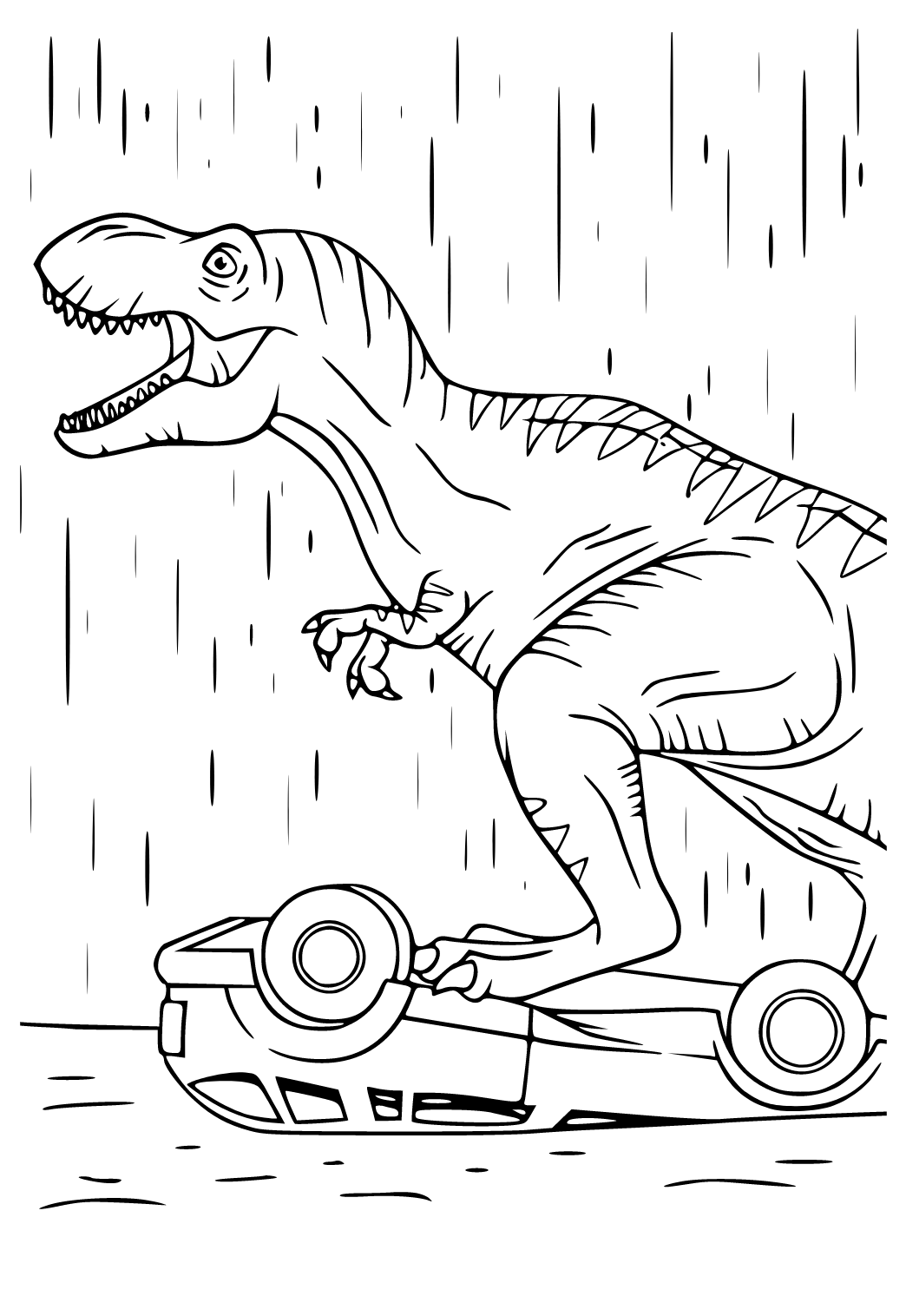 Free printable jurassic park attack coloring page for adults and kids