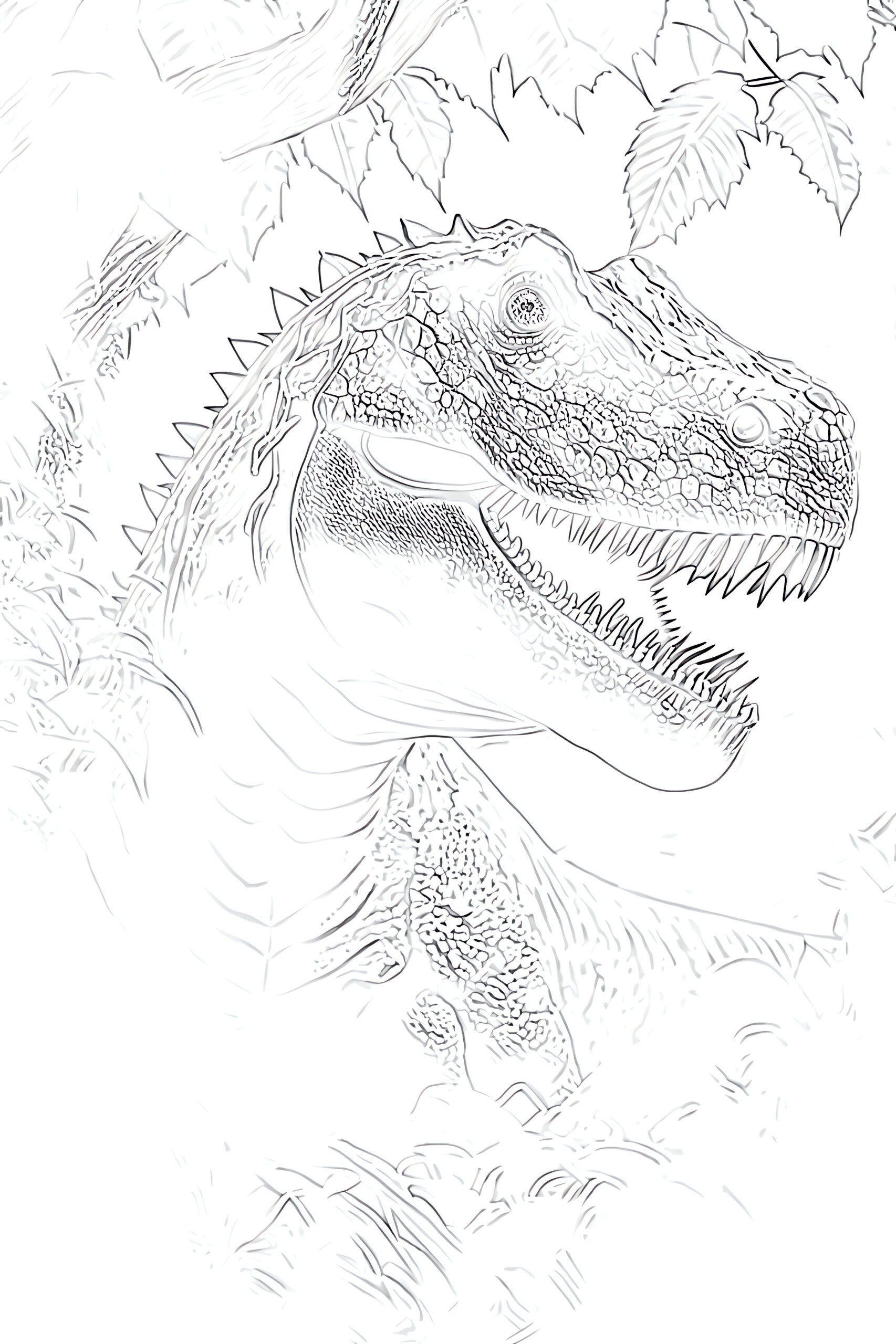 Tyrannosaurus rex head coloring page