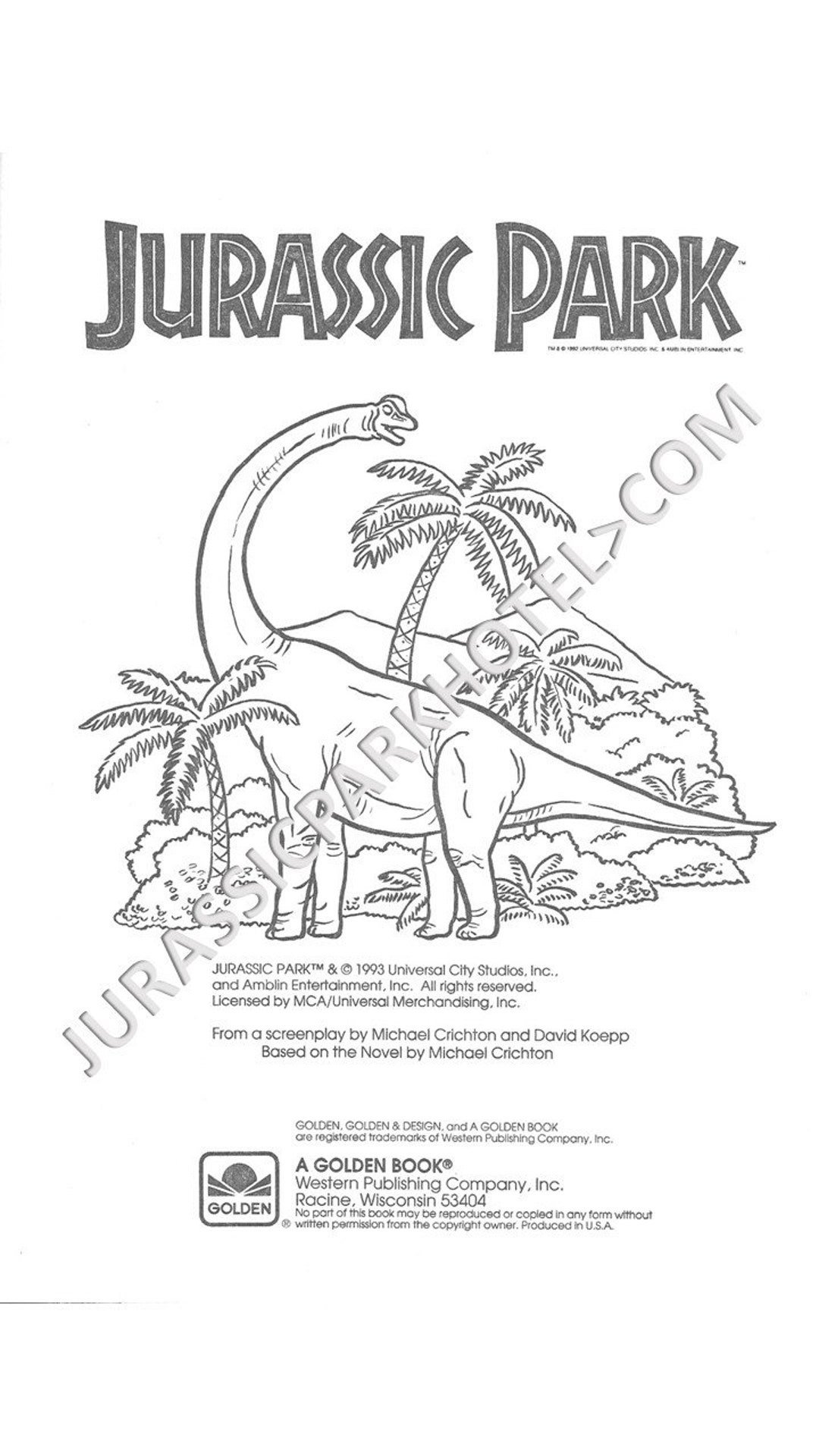 Jurassic park coloring book from instant download