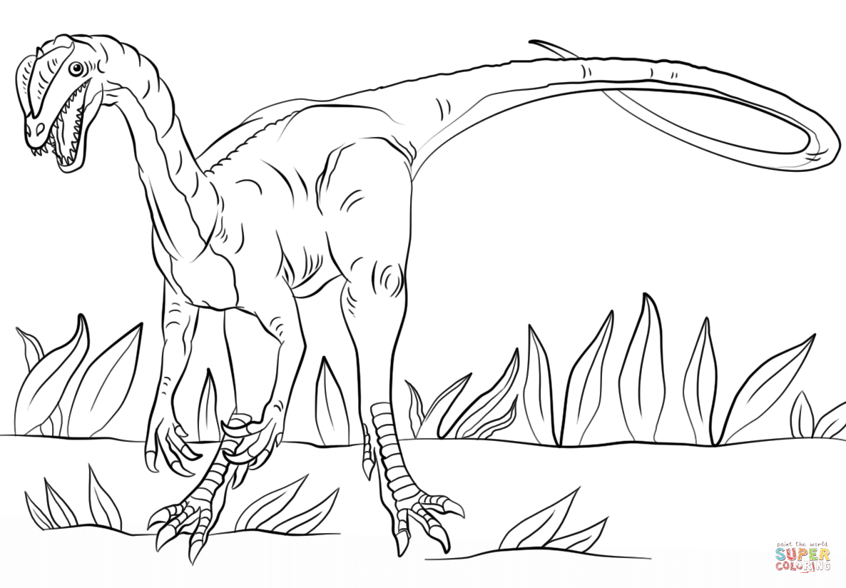 Jurassic park dilophosaurus coloring page free printable coloring pages