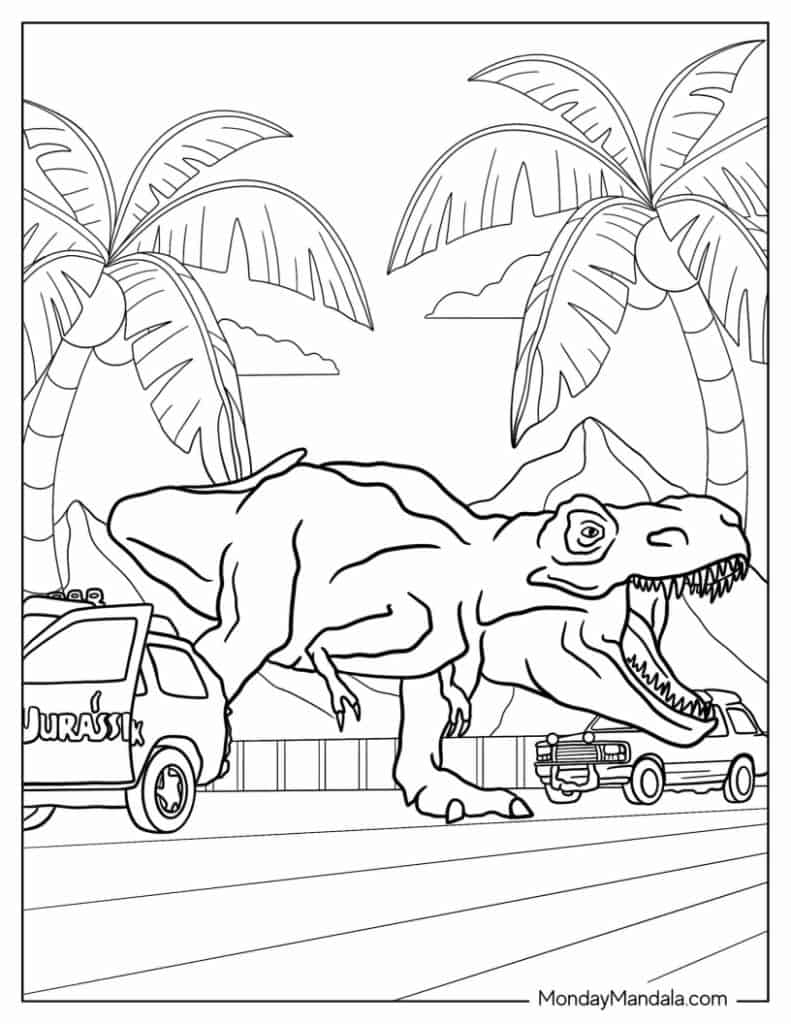 Jurassic park coloring pages free pdf printables