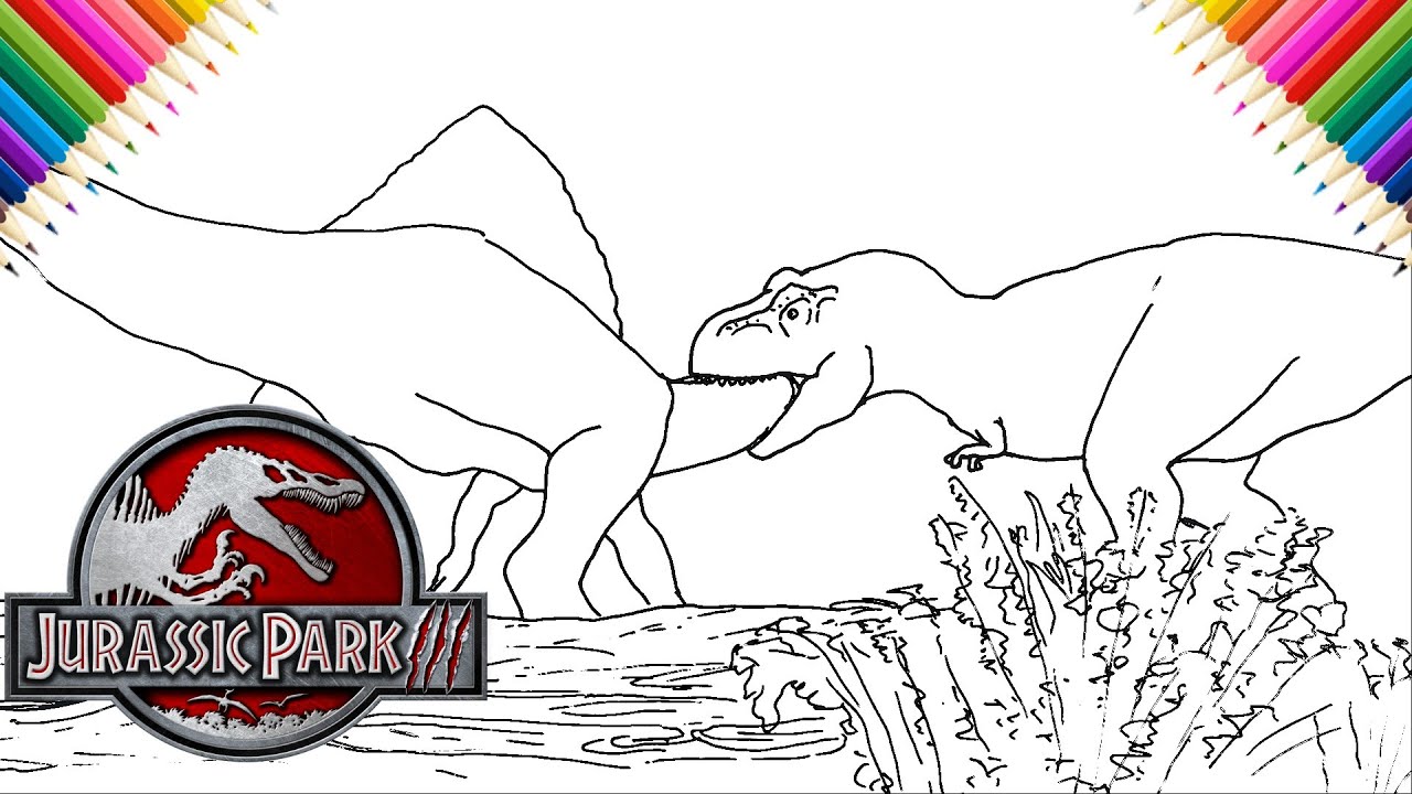 Trex vs spinosaurus drawing jurassic park