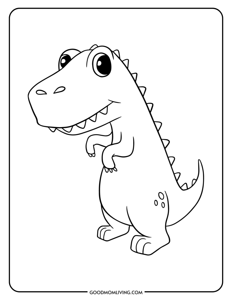 T rex coloring page printables free for kids