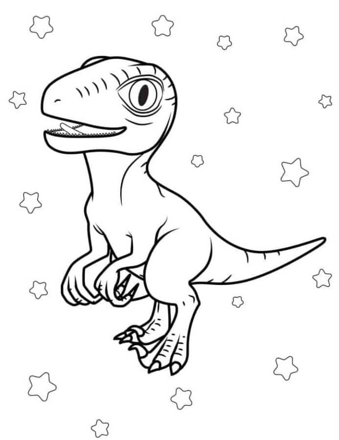 Baby velociraptor with stars coloring page