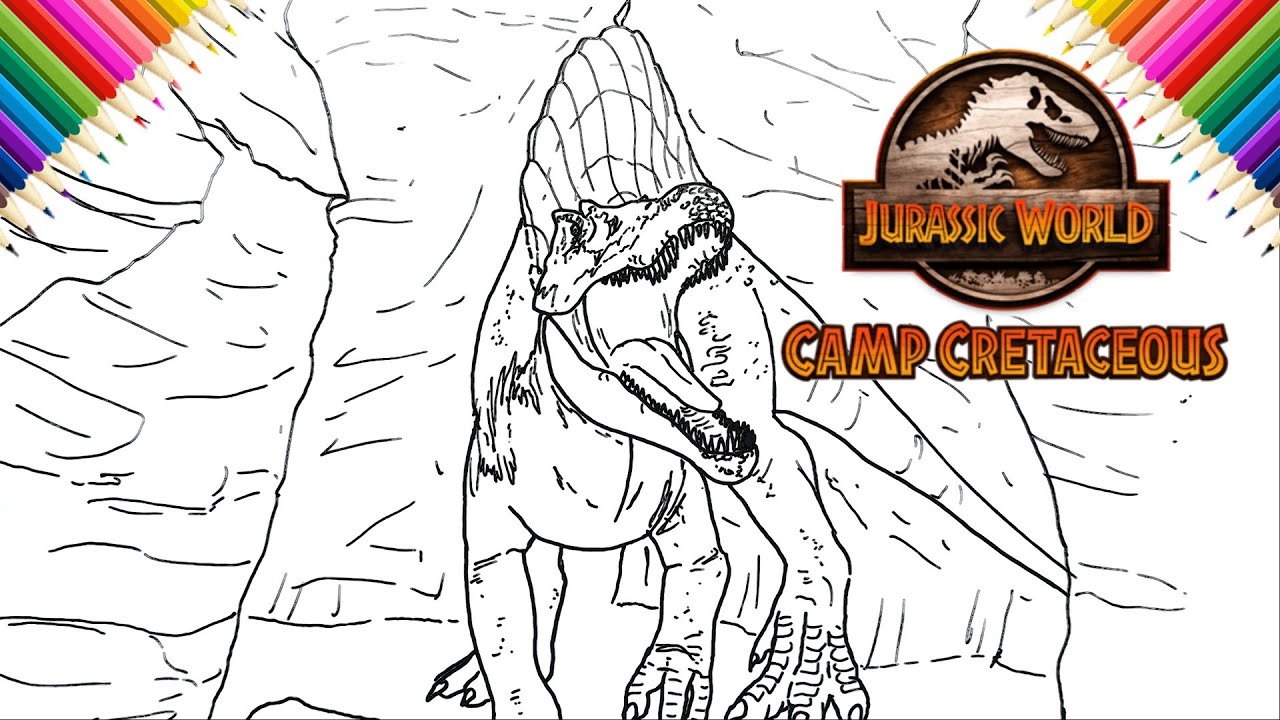 Spinosaurus drawing fro jurassic world cap cretaceous drawing and coloring dinosaurs