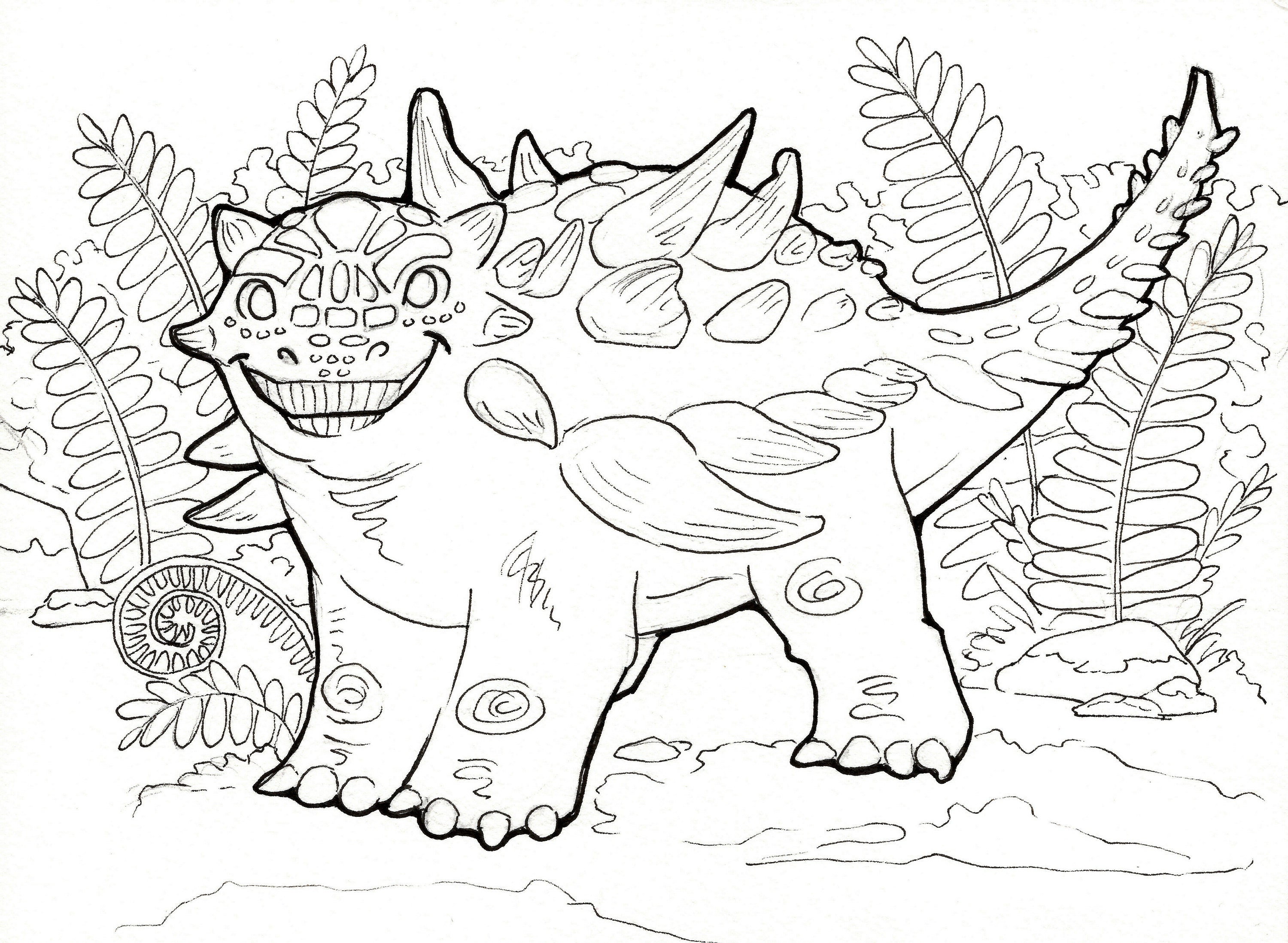 Dinosaur coloring page gastonia ankylosaurus printable unique hand drawn designs