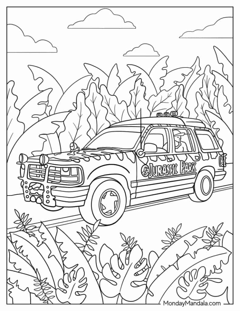 Jurassic park coloring pages free pdf printables