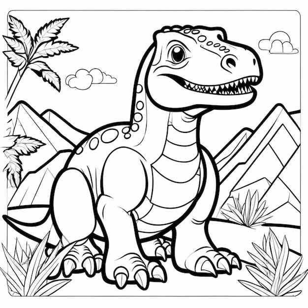 Premium ai image printable dinosaur coloring page for kids