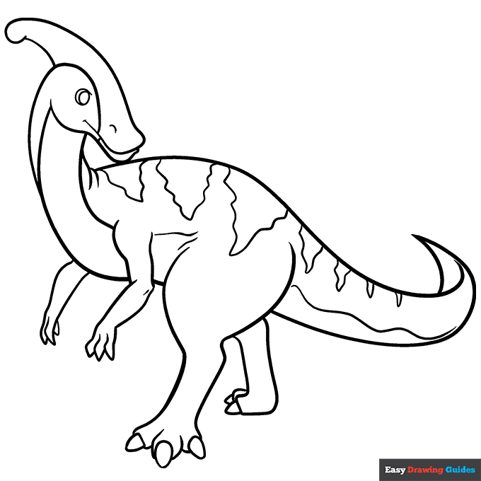 Cartoon dinosaur coloring page easy drawing guides