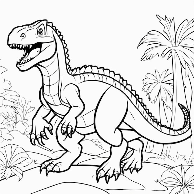 Premium ai image printable dinosaur coloring page for kids