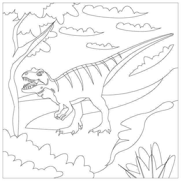 Premium vector dinosaur coloring pages for kids printable premium vector