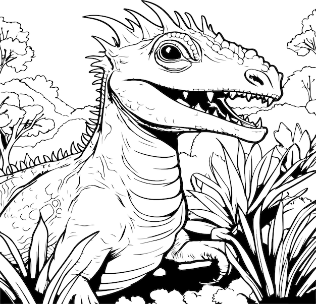 Premium vector coloring page for dinosaure