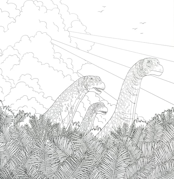 Childrens dinosaur themed coloring pages pt digital download