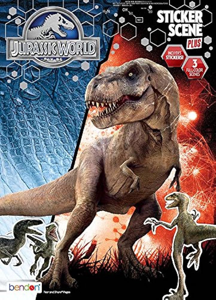 Bendon jurassic world sticker scene and coloring book playset home