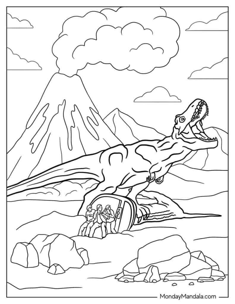 Jurassic park coloring pages free pdf printables