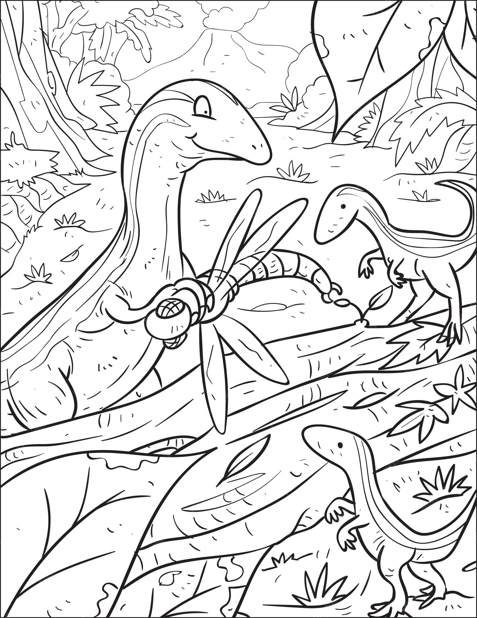 Premium vector prehistoric predatory dinosaur psognathus baby dinosaur coloring book and coloring page