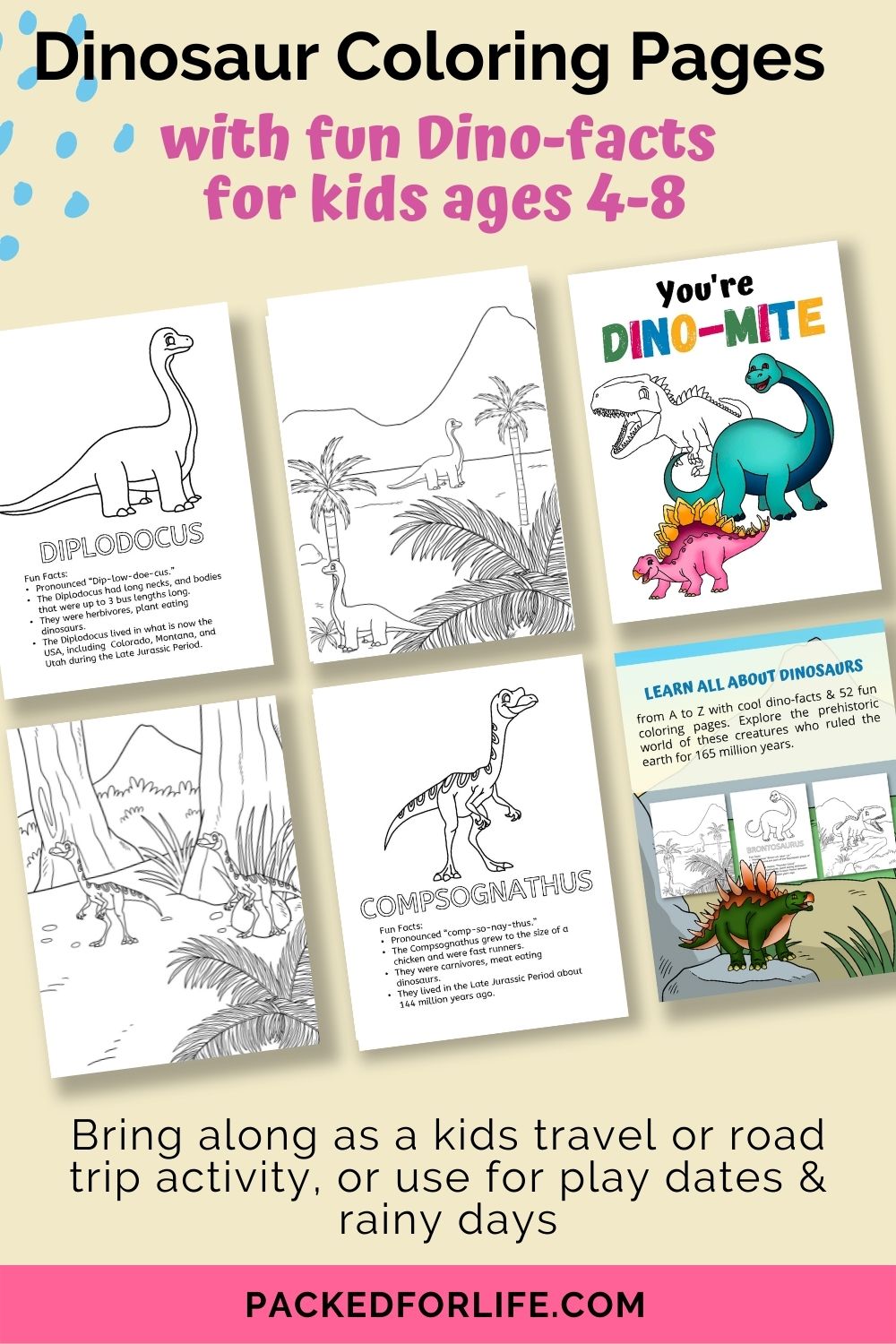 A to z dinosaur coloring book for kids â packed for life