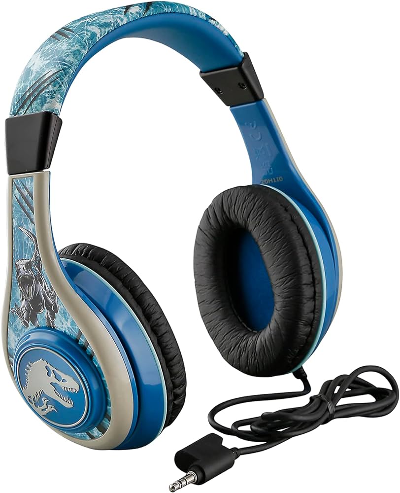 Jurassic world kids headphones adjustable headband stereo sound mm jack wired headphones for kids tangle