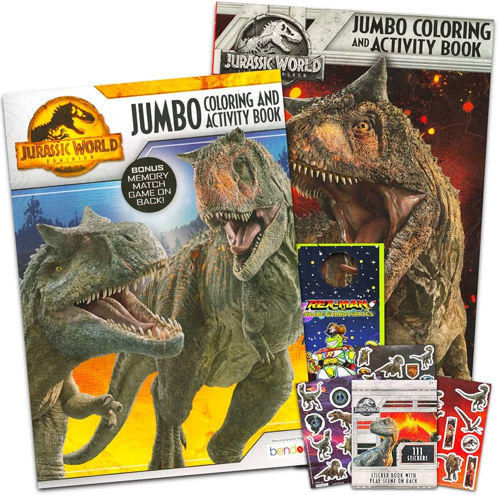 Jurassic world coloring book set for kids
