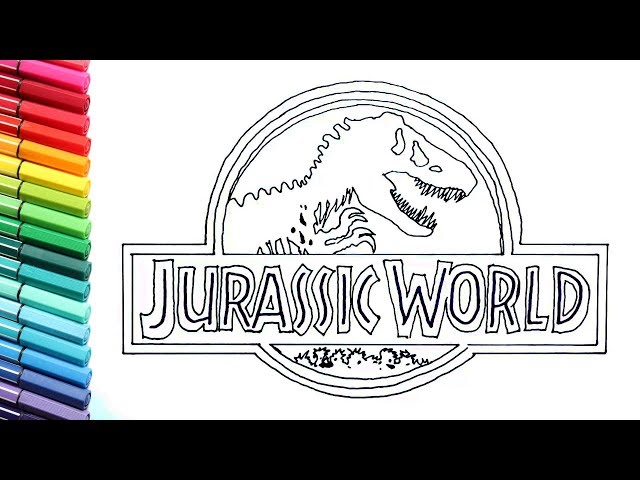 Drawing and coloring jurassic world logo