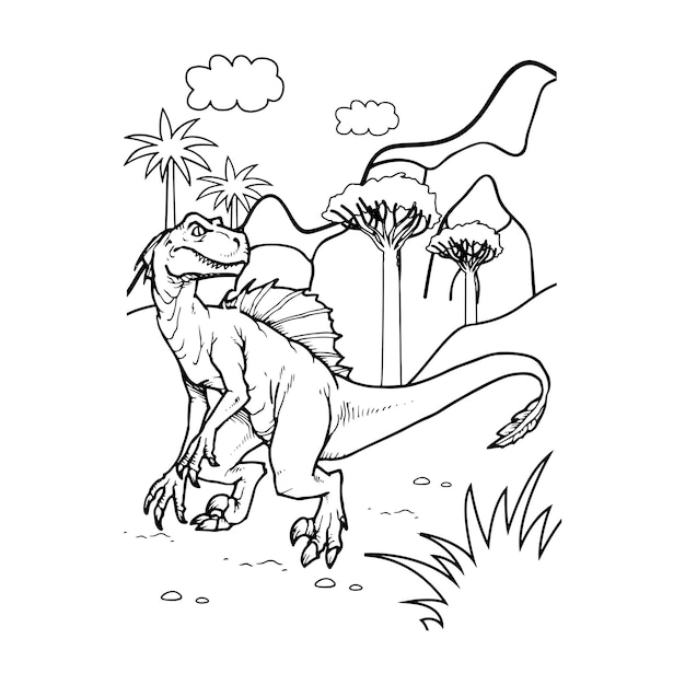 Premium vector dinosaur coloring pages for kids printable