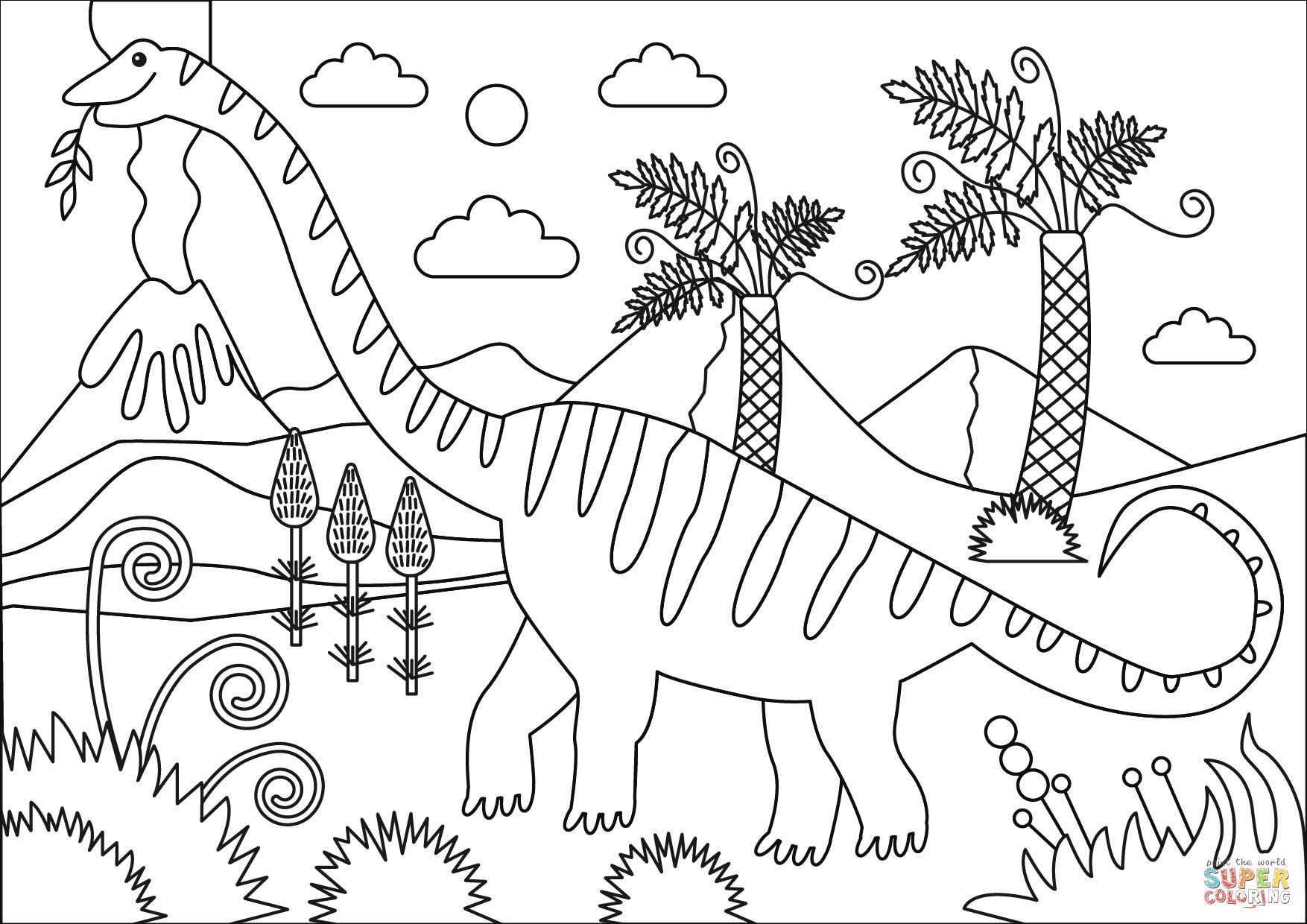 Mamenchisaurus coloring page free printable coloring pages