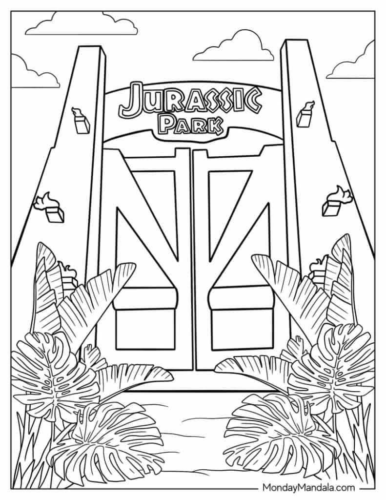 Jurassic park coloring pages free pdf printables