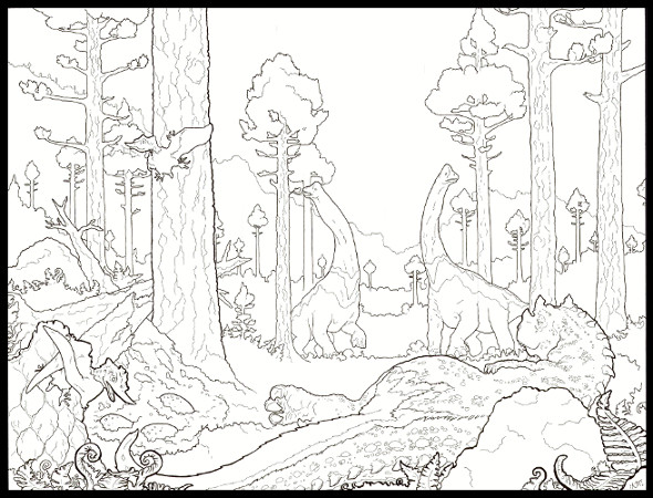 Jurassic lazy afternoon coloring page