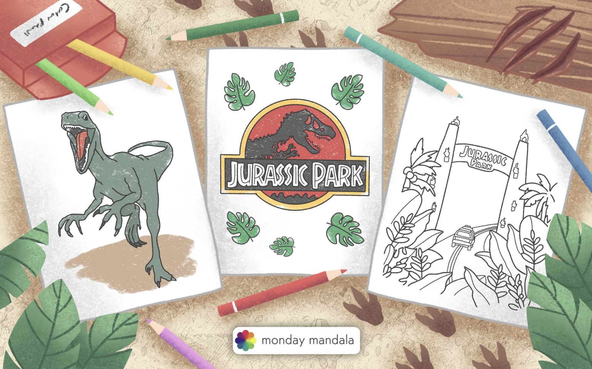 Jurassic park coloring pages free pdf printables