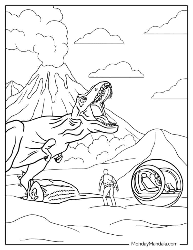 Jurassic park coloring pages free pdf printables