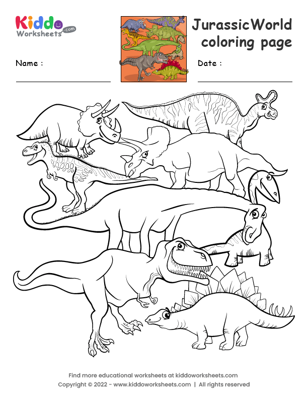 Free printable jurassic world coloring page worksheet