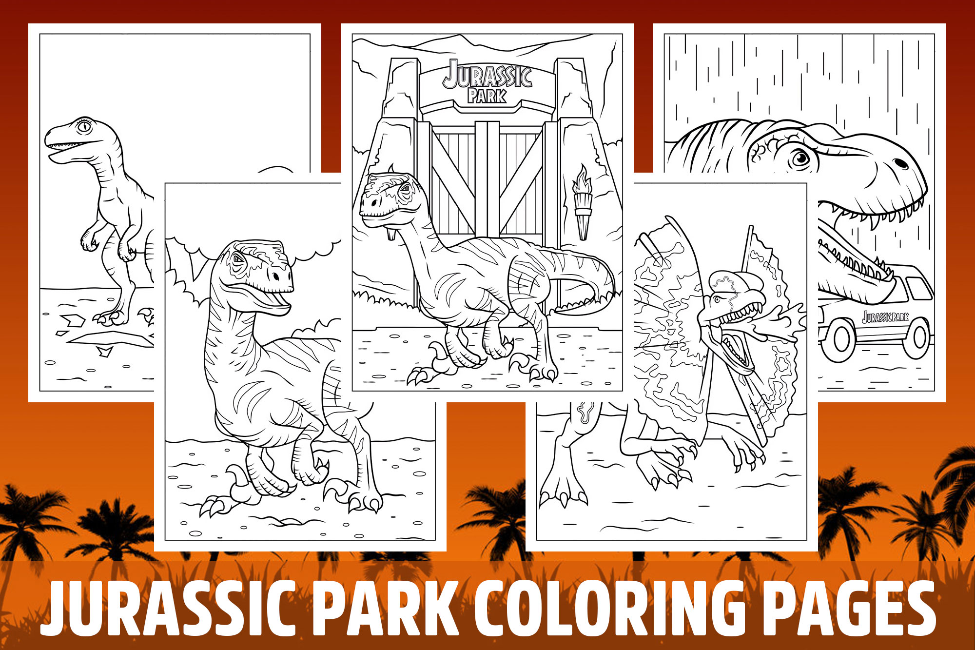 Jurassic park coloring pages for kids girls boys teens birthday school activity made by teachers