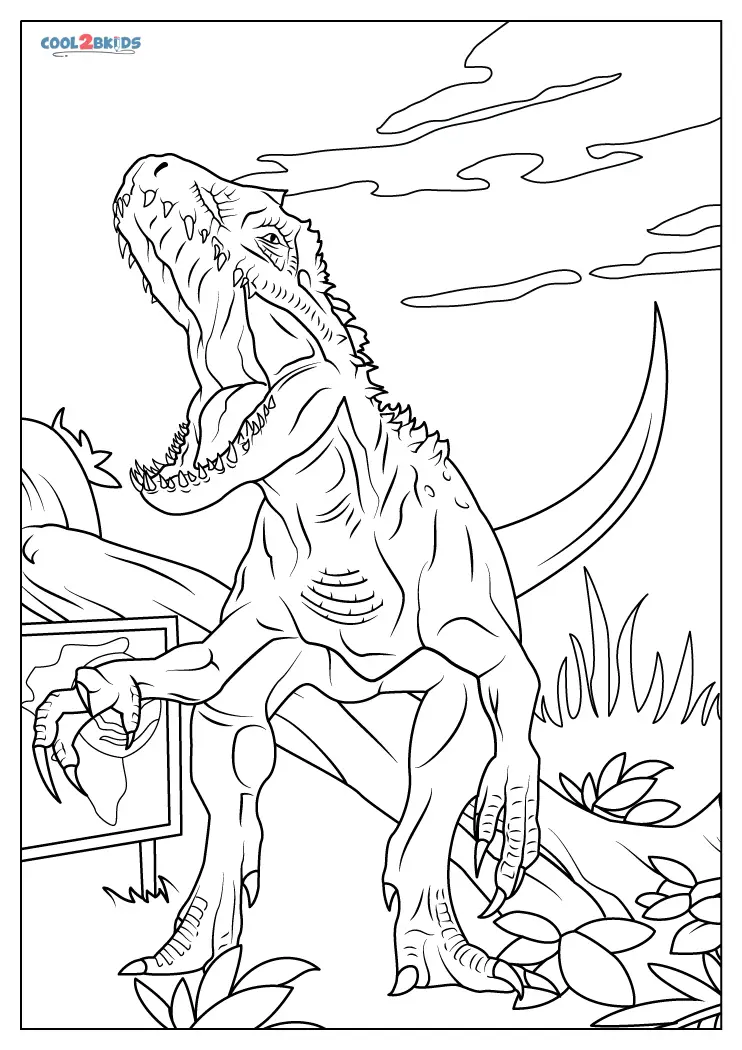 Free printable jurassic world coloring pages for kids