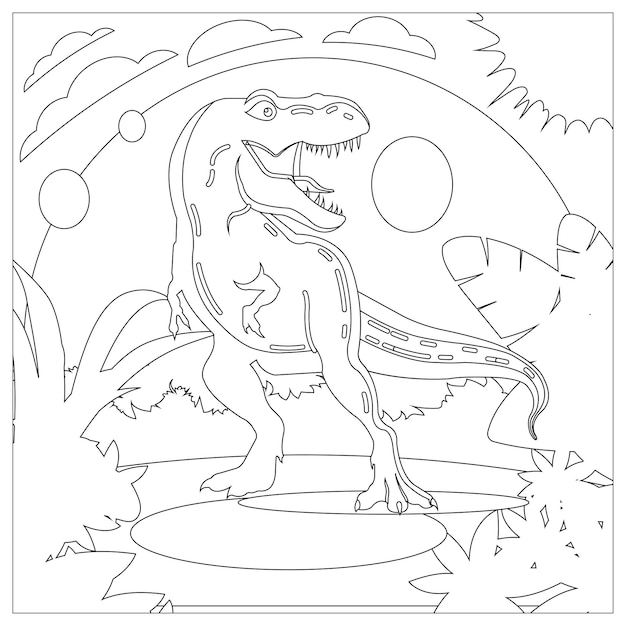 Premium vector dinosaur coloring pages for kids printable premium vector