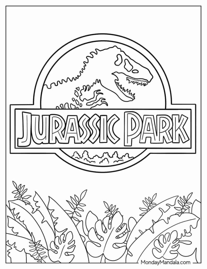 Jurassic park coloring pages free pdf printables