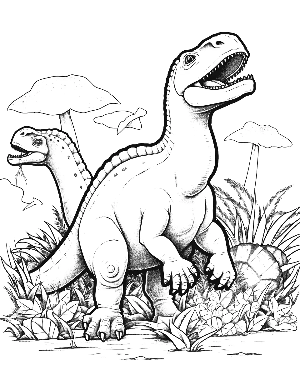 Dinosaur coloring pages free printable sheets