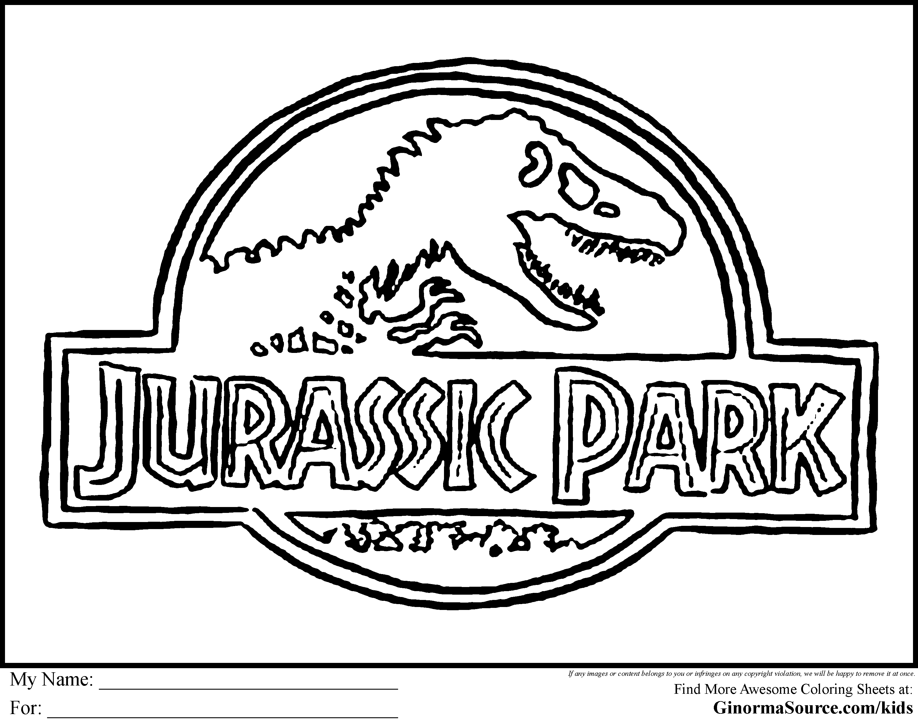 Jurassic park colouring pages