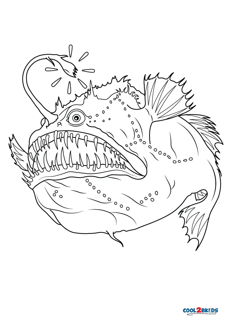 Free printable angler fish coloring pages for kids