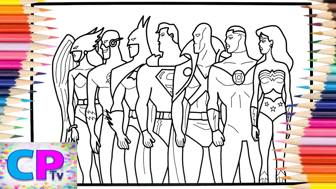 Justice league coloring pageshawkgirlflashbatansuperanartian anhunterwonder woan coloring