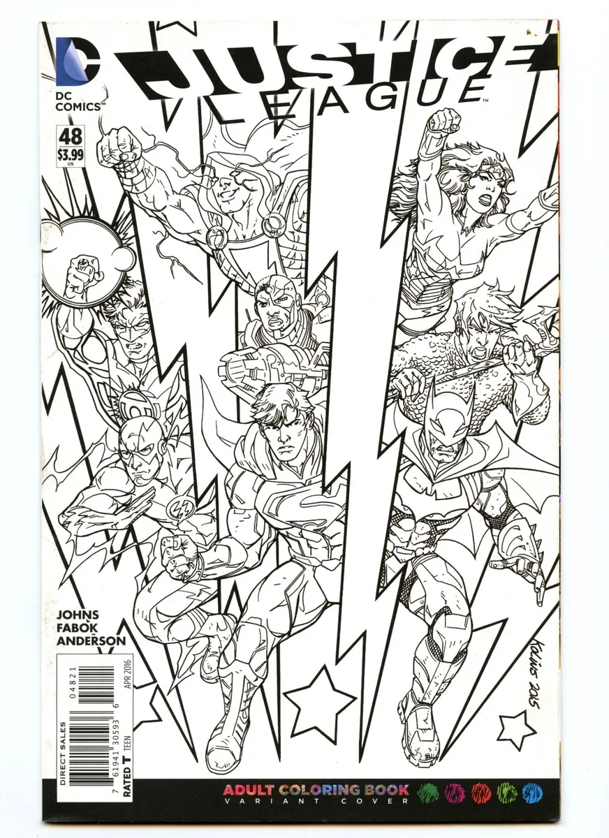 Justice league no april st print adult coloring book variant cover