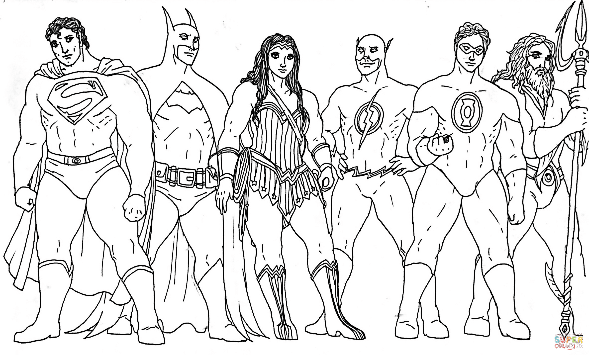 Classic justice league coloring page free printable coloring pages